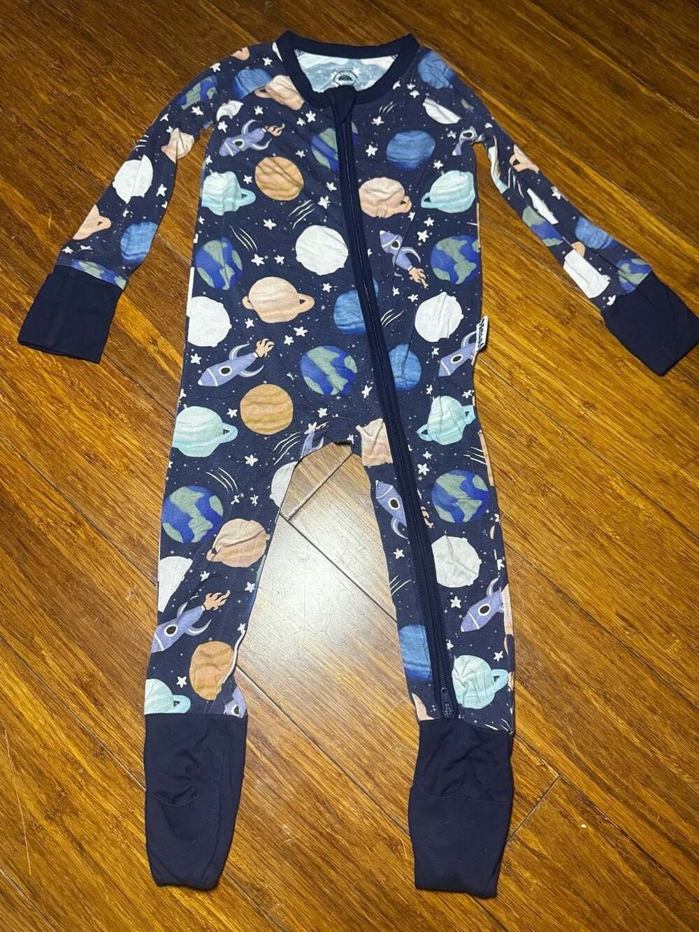 Remi & Friends Solar System Space Print 2-Way Zip Footed Bamboo Sleeper Pajama